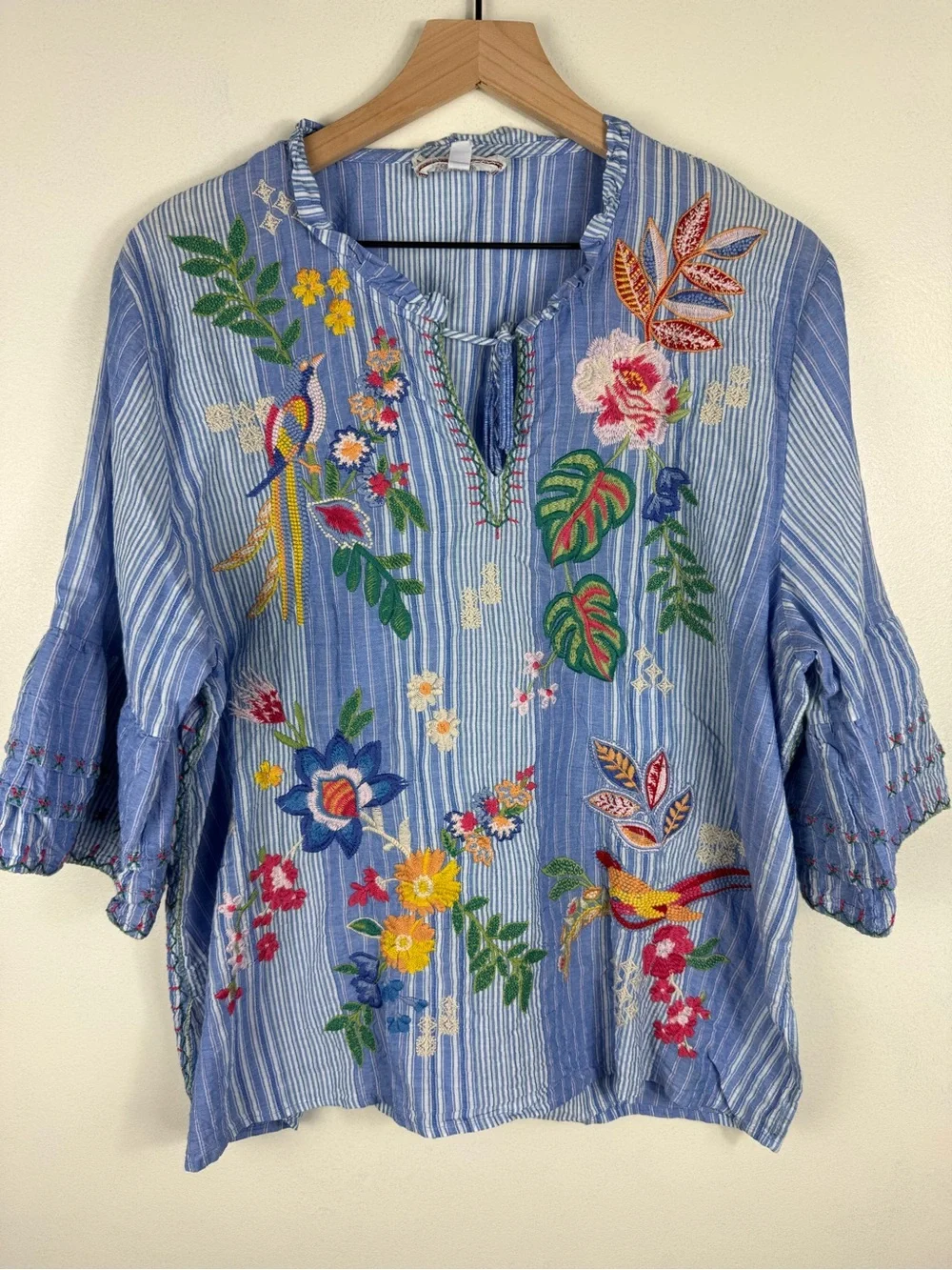 Johnny Was Jeanette Ruffle Sleeve in Aster Stripe - Picture 2 of 10